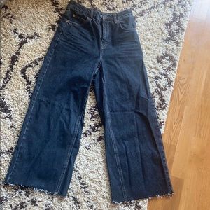 Top shop grey high waisted wide leg cropped jeans